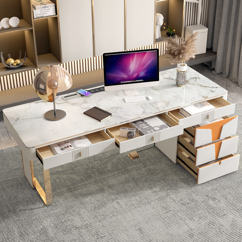 Cefalu White Slate Desk 55.12"D
