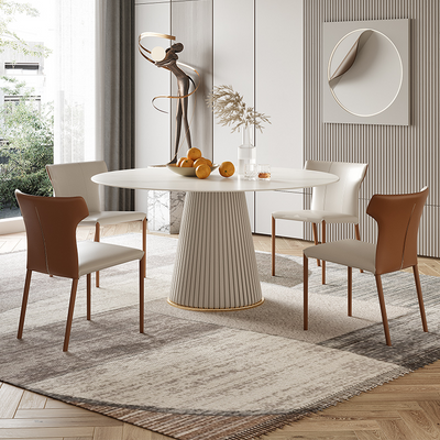 Oristano Leather Dining Chairs 19.68"D (with 2 chairs)