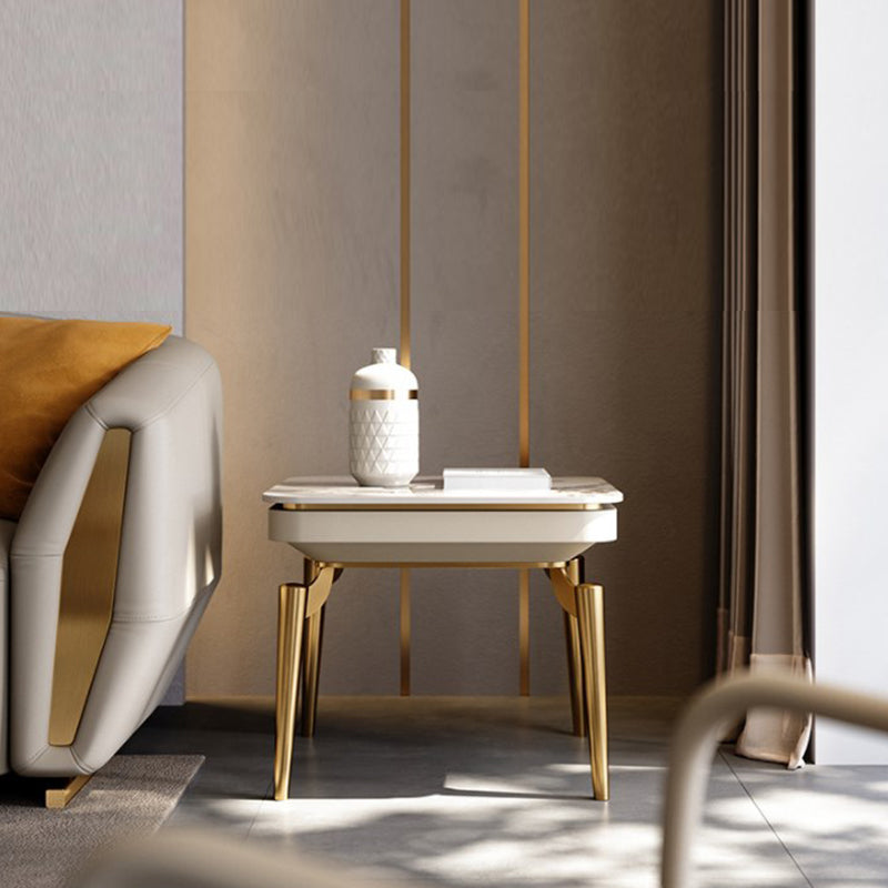 Liguria White Slate Side Table 23.62"D