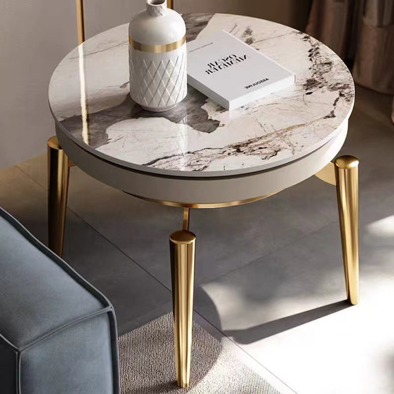 Liguria White Slate Side Table 23.62"D