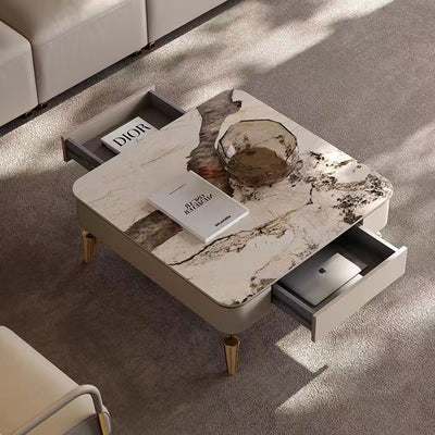 Liguria White Slate Coffee Table 43.31"D