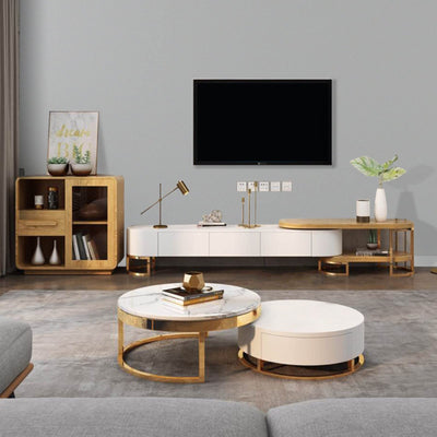 Brescia Marble Coffee Tables 31.49''D+27.56''D