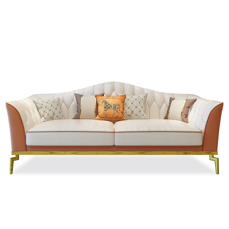Orosei Nappa Leather Sofa 84.64"D (Without Pillows)