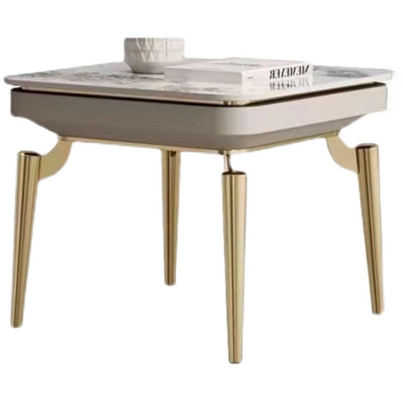 Liguria White Slate Side Table 23.62"D