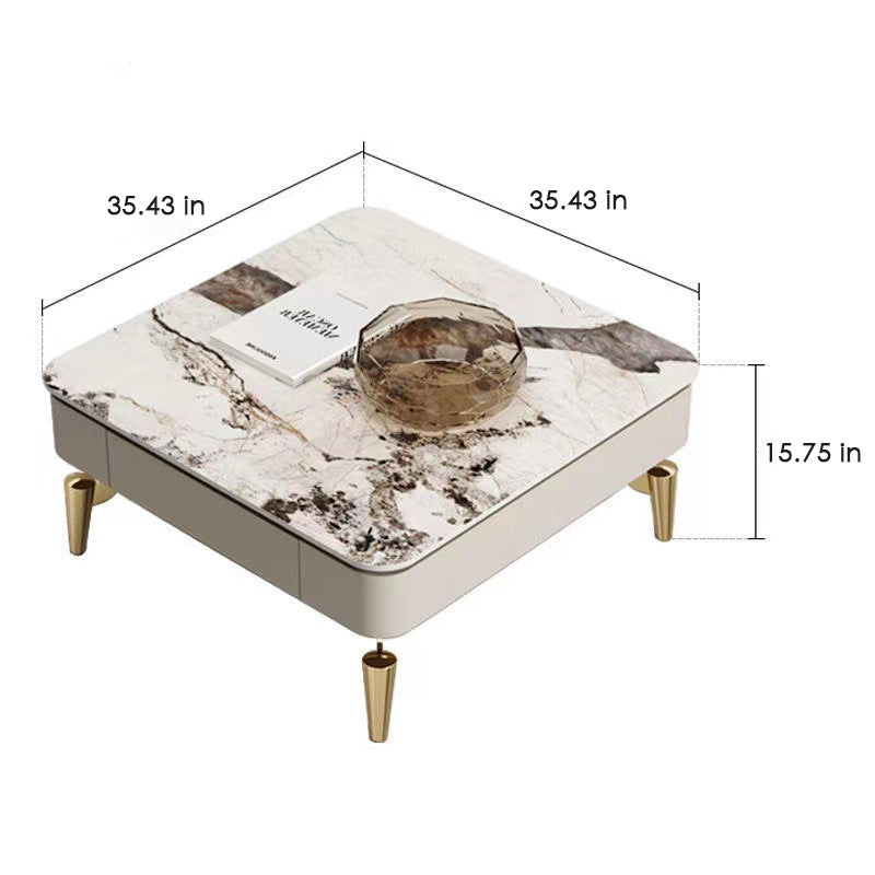 Liguria White Slate Coffee Table 43.31"D
