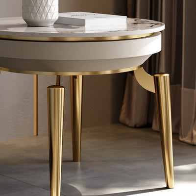 Liguria White Slate Side Table 23.62"D