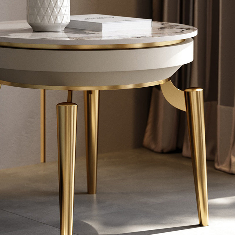 Liguria White Slate Side Table 23.62"D