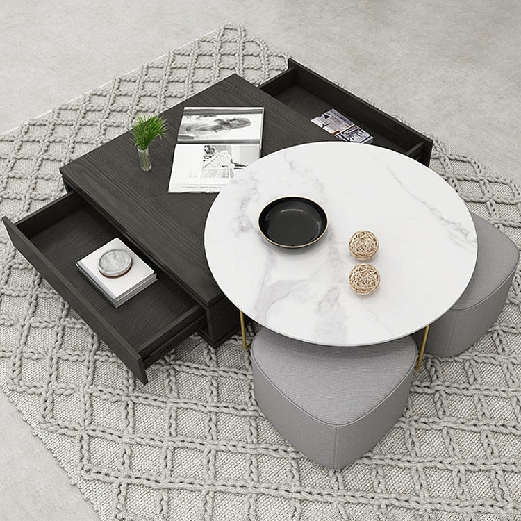 Turin Black and White Coffee Table with Two Sidetables 12.20"D