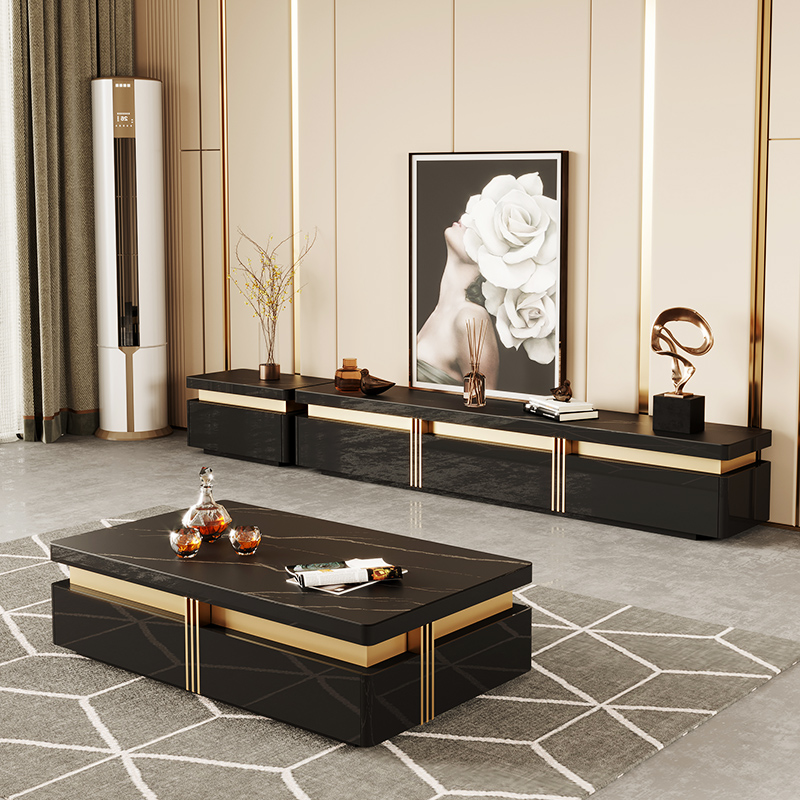 Biella Black Slate TV Stand 86.61"D