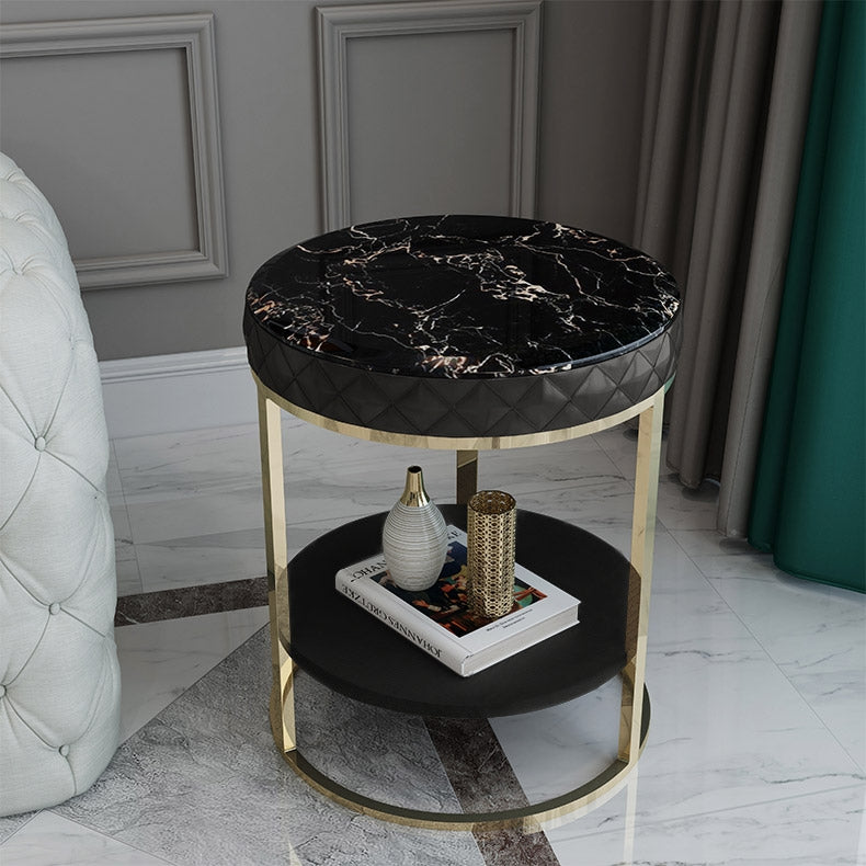 Bergamo Black Marble Side Table 18.90"D