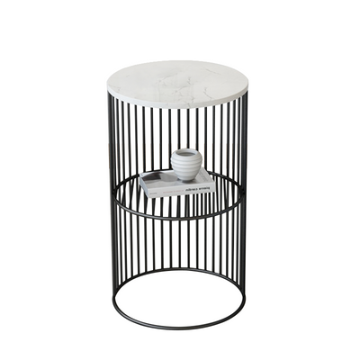 Panama White and Gold Marble Side Table 11.81''D
