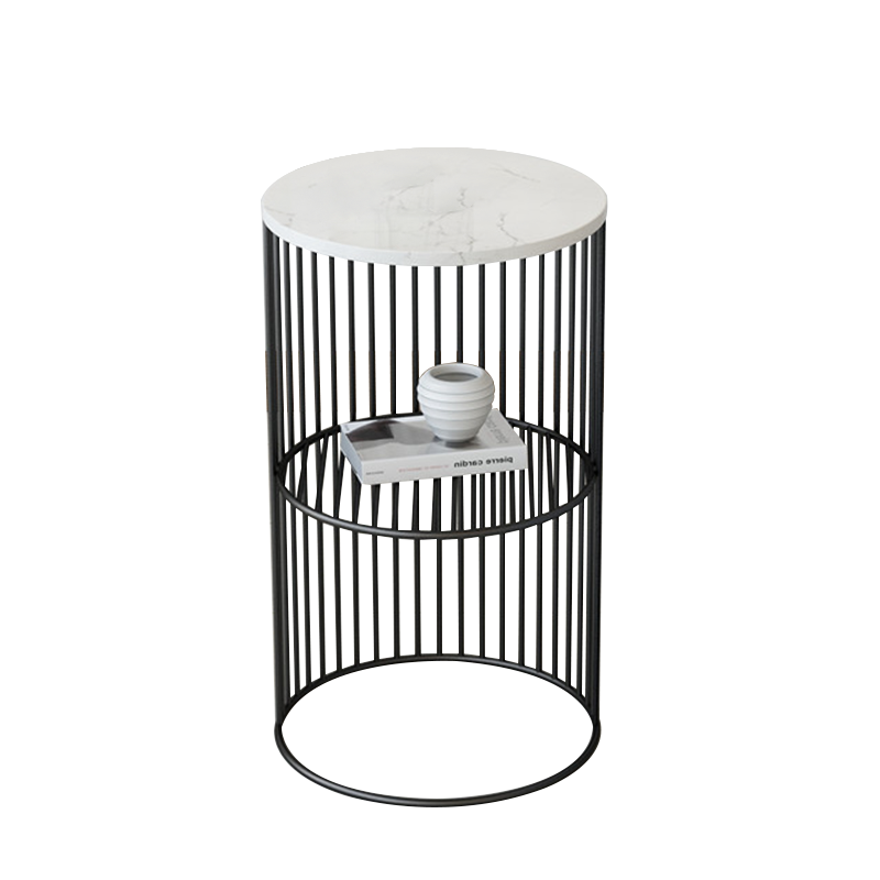 Panama White and Gold Marble Side Table 11.81&