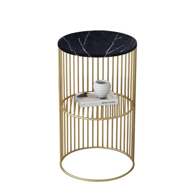 Panama White and Gold Marble Side Table 11.81''D
