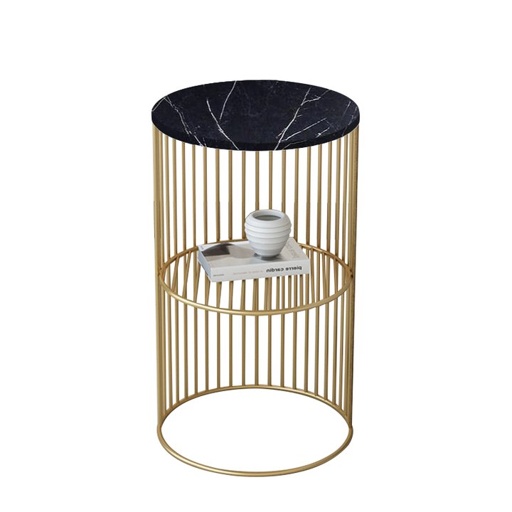 Panama White and Gold Marble Side Table 11.81&
