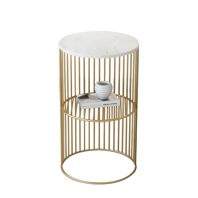 Panama White and Gold Marble Side Table 11.81&