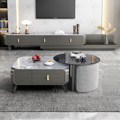 Battipaglia Slate TV Stand 70.86"D-133.85"D