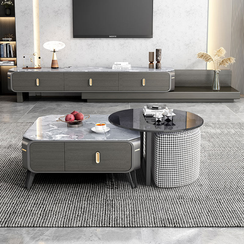 Battipaglia Slate TV Stand 70.86"D-133.85"D