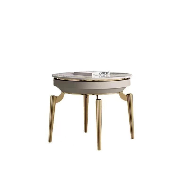 Liguria White Slate Side Table 23.62"D