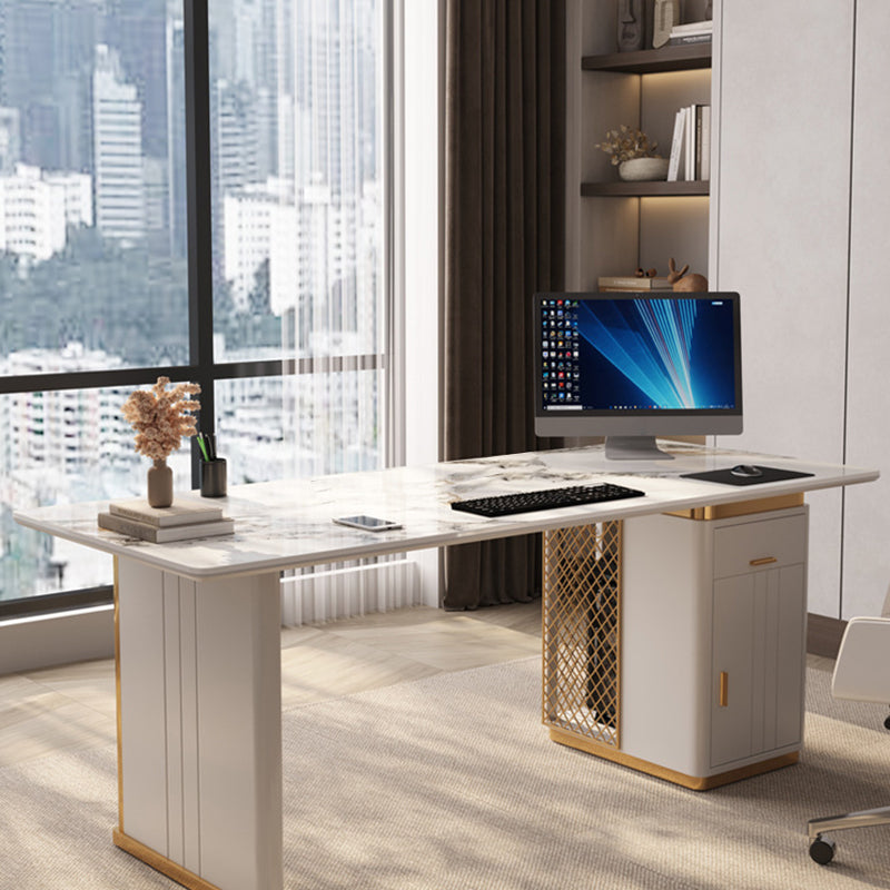 Cefalu White Slate Desk 55.12"D
