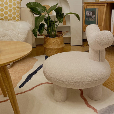 Palerm Sherpa Beige Stool Living Chair 27.56"D