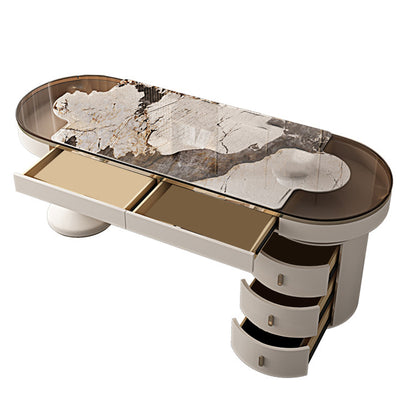 Vicenza White Tempered Glass Desk 62.99"D
