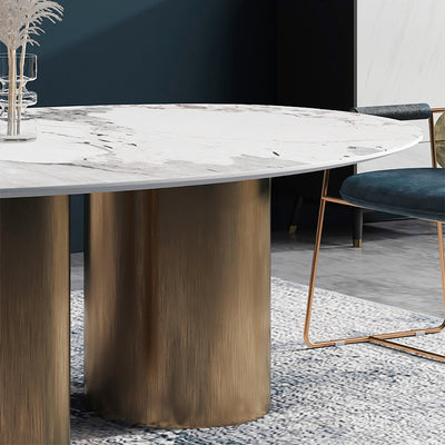 Turin White Marble Dining Table 70.87''D