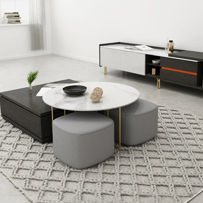 Turin Black and White Coffee Table with Two Sidetables 12.20"D