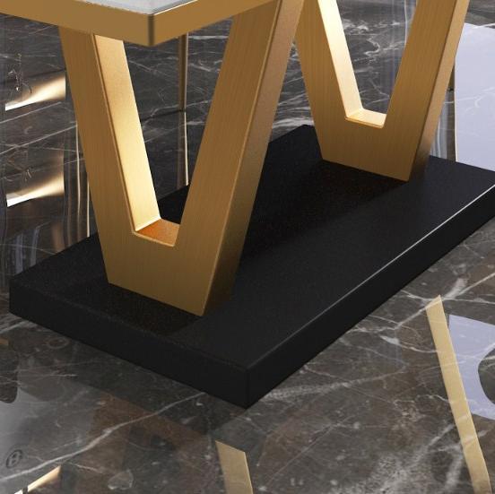 Turin Rectangular White+Gold Slate Dining Table 62.99"D