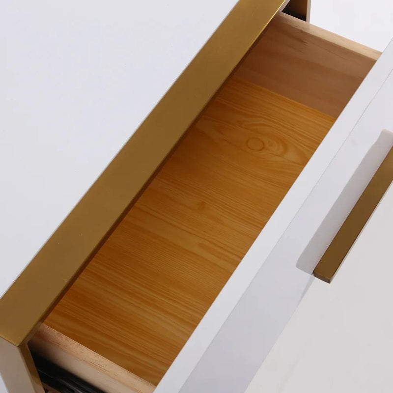 Trieste White Solid Wood Nightstand with 2 Drawers 19.68"D