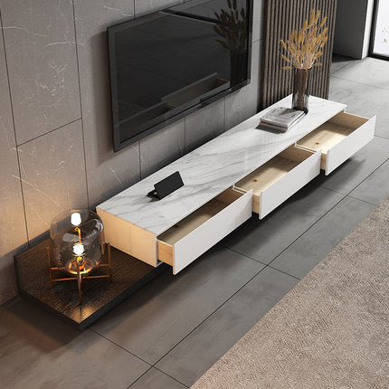 Battipaglia White and Black Slate TV Stand 70.86"D