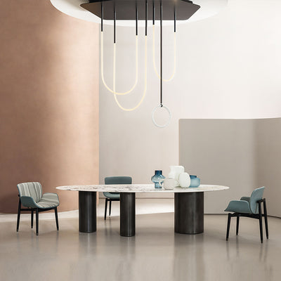 Turin White Marble Dining Table 70.87''D