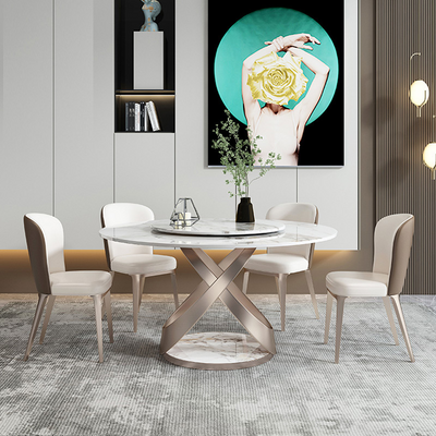 Liguria White Slate Round Dining Table 53.15"D