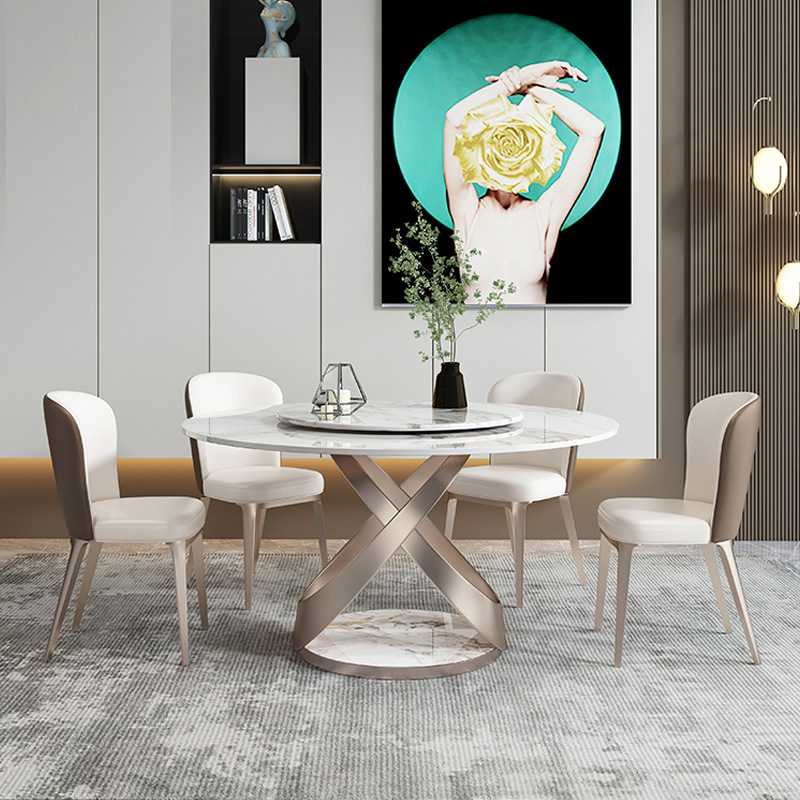Liguria White Slate Round Dining Table 53.15"D