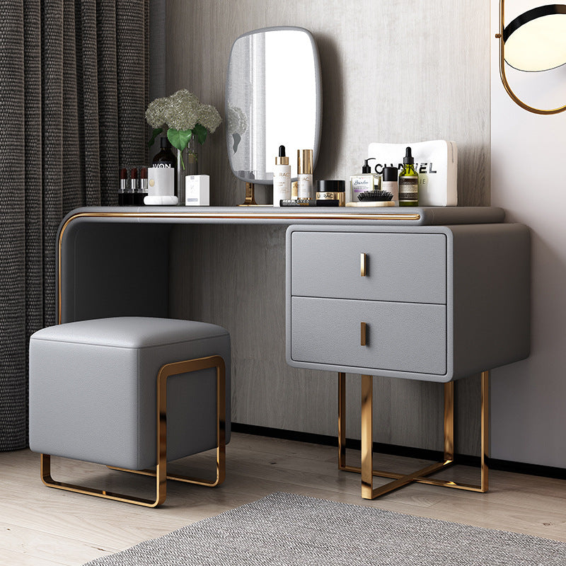 Dueville Beige Makeup Vanity with Stools 31.49"D