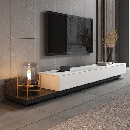 Battipaglia White and Black Slate TV Stand 70.86"D