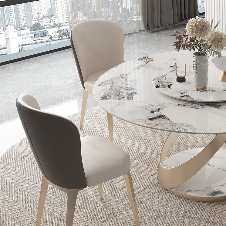 Liguria White Slate Round Dining Table 53.15"D