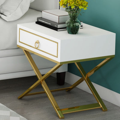 Bologna White Nightstand 19.68''D