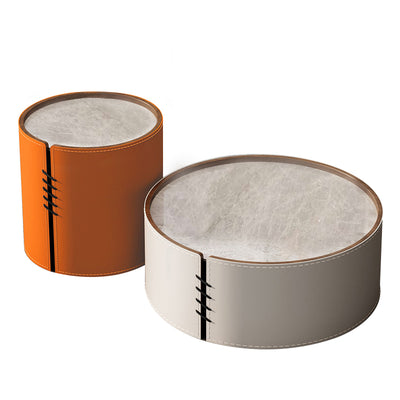 Dueville White and Orange Slate Coffee Table 19.69"D+31.50"D