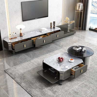 Battipaglia Slate TV Stand 70.86"D-133.85"D
