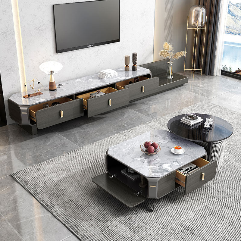 Battipaglia Slate TV Stand 70.86"D-133.85"D