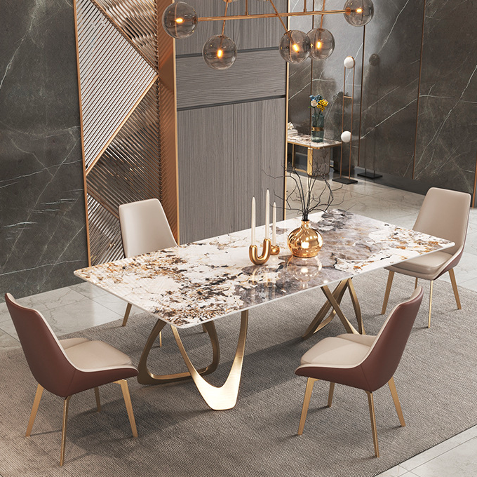 Liguria Gold Slate Rectangular Dining Table 55.12"D