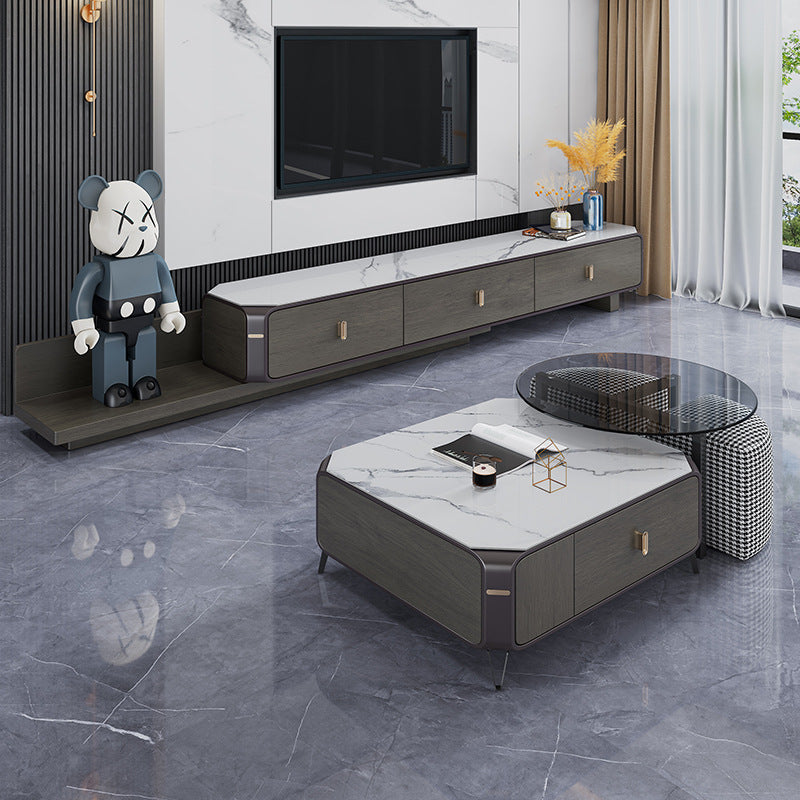 Battipaglia Slate TV Stand 70.86"D-133.85"D