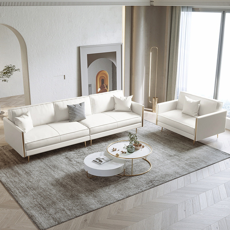 Palau Beige Three-Seat Leather Sofa 70&