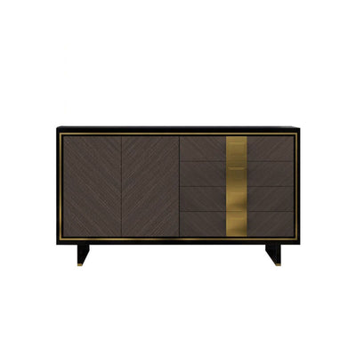 Frosinone Black and Grey Tempered Glass Sideboard 47.24"D