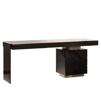 Viareggio Black Solid Wood Desk 62.99"D