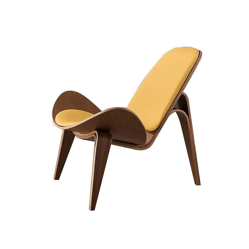 Vibo Valentia Beige Leather and Solid wood  Lounge Chair 35.04"D