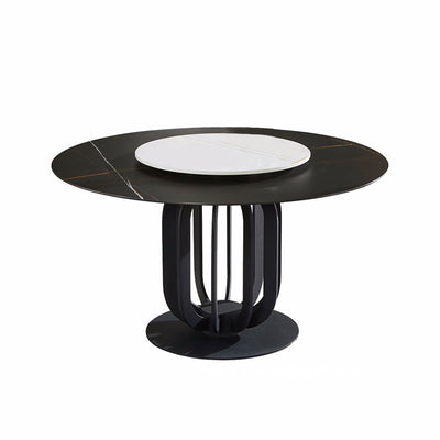 Lazio Black+White Slate Dining Table 47.24"D