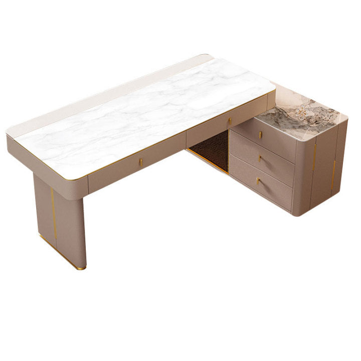 Gela White Slate Desk 47.24"D (transparent tabletop)