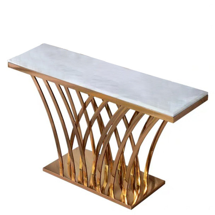 Iglesias White and Gold Slate Console Table 47.24"D