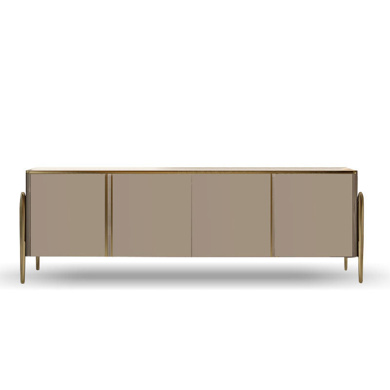Saronno Champagne Tempered Glass TV Stand 82.68"D